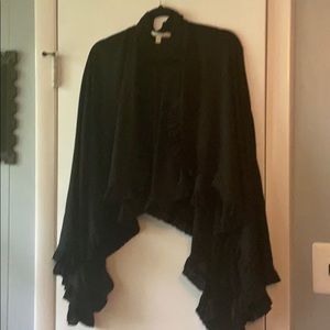 Black knit ruffled shawl